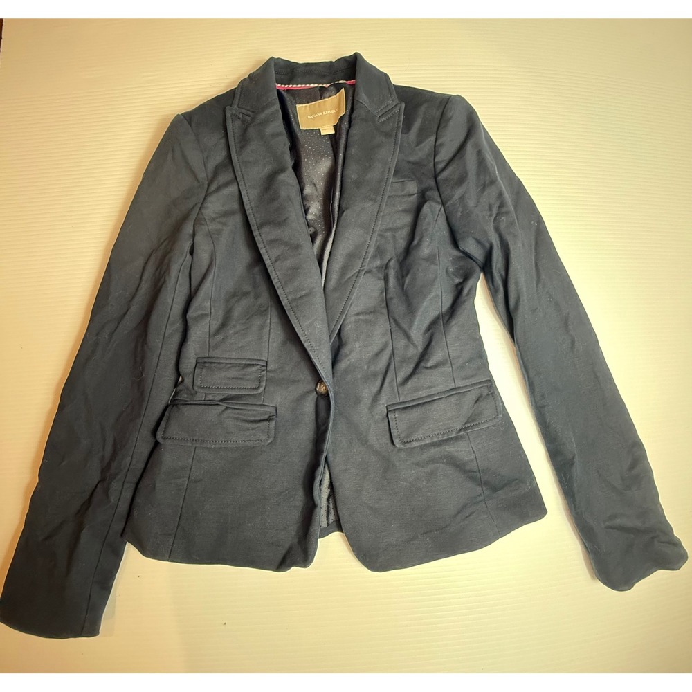 Banana Republic‎ Womens Blue Blazer Jacket Career Business Casual Fitted